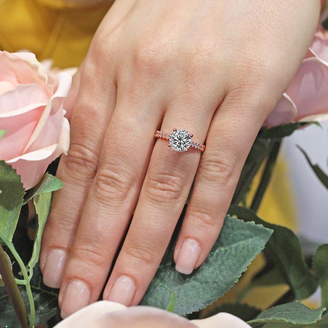 Rose Gold Round Moissanite Engagement Ring Image 3