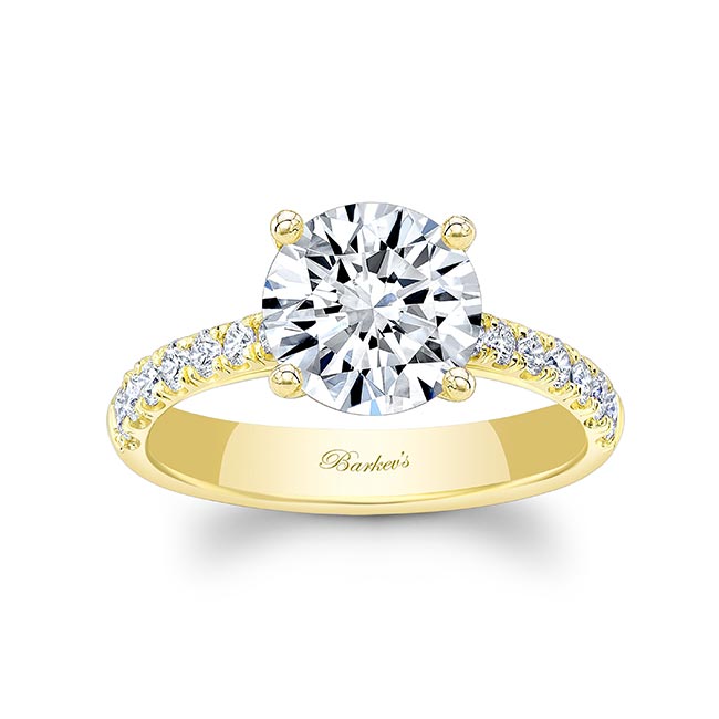 Yellow Gold 3 Carat Round Moissanite Engagement Ring