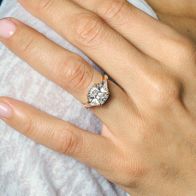 Rose Gold 3 Carat Cushion Cut Moissanite Ring Image 3