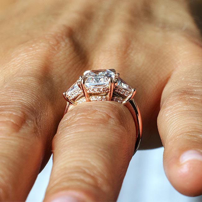 Rose Gold 3 Carat Cushion Cut Moissanite Ring Image 5