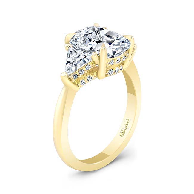 Yellow Gold 3 Carat Cushion Cut Moissanite Ring Image 2