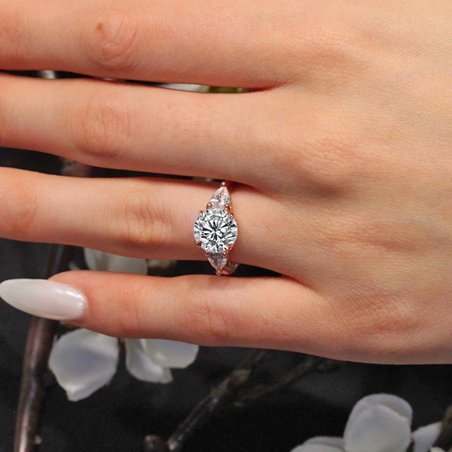 Rose Gold 3 Carat Round Moissanite Ring Image 3