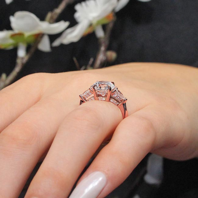 Rose Gold 3 Carat Round Moissanite Ring Image 5