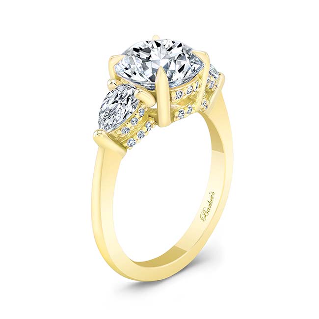 Yellow Gold 3 Carat Round Moissanite Ring Image 2