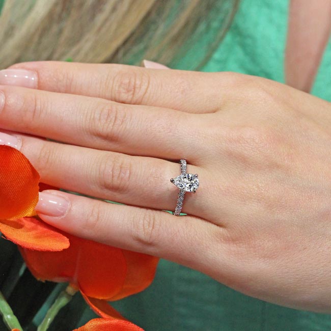 White Gold Pear Shape Moissanite Ring Image 3