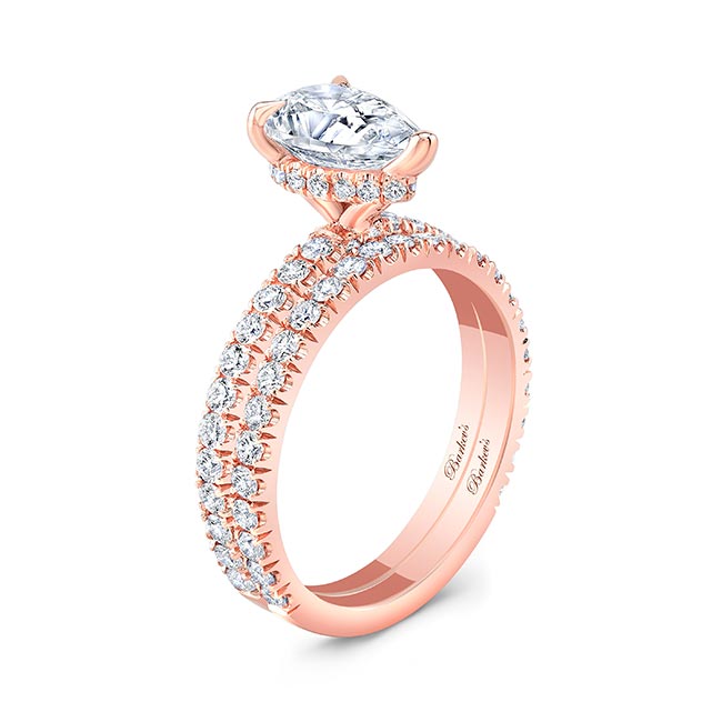 Rose Gold Pear Shape Moissanite Wedding Set Image 2