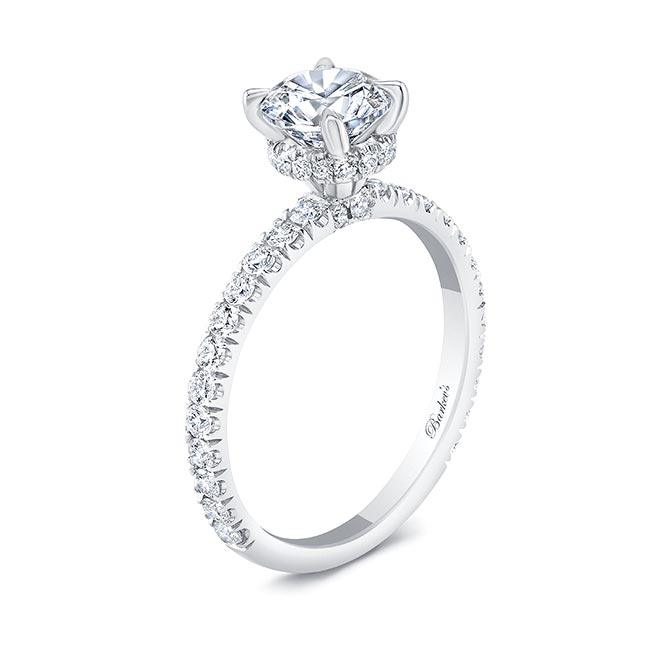 White Gold Moissanite Halo Engagement Ring Image 2