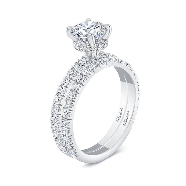 Platinum Diamond Halo Wedding Set Image 2