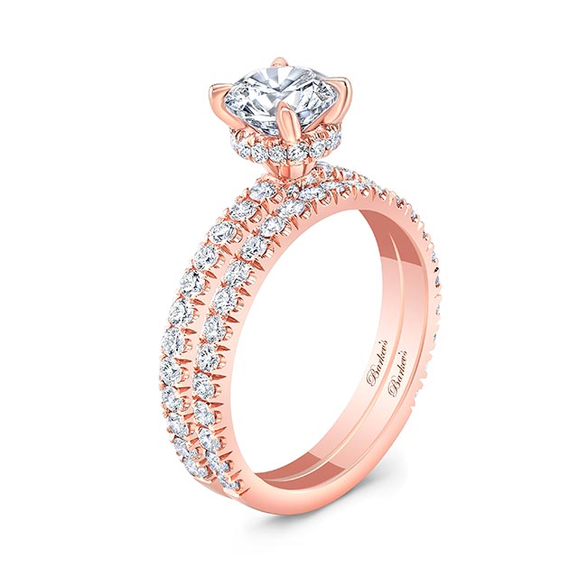 Rose Gold Moissanite Halo Wedding Set Image 2