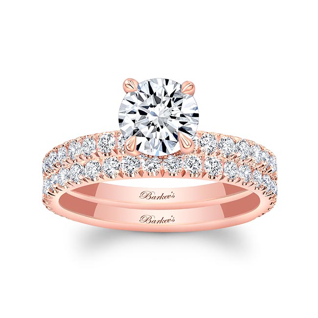 Diamond Halo Wedding Set