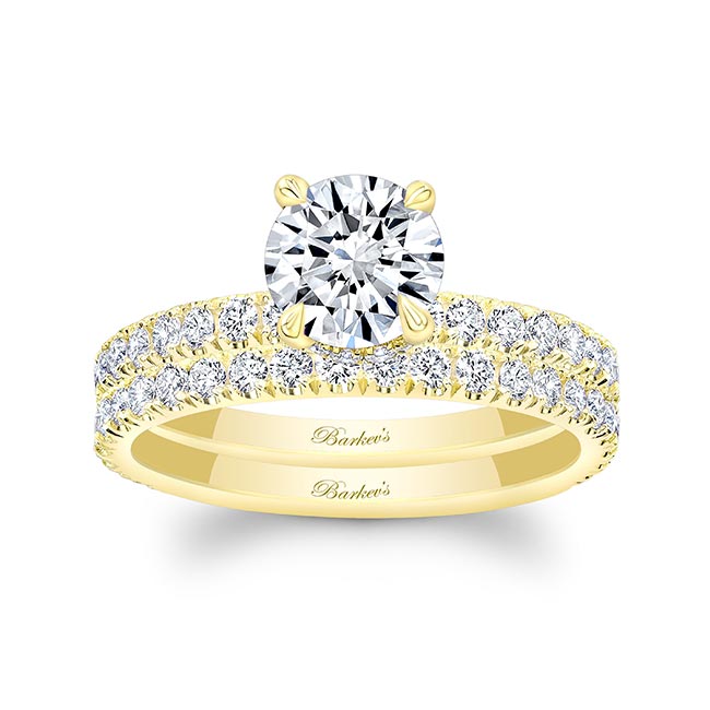 Diamond Halo Wedding Set