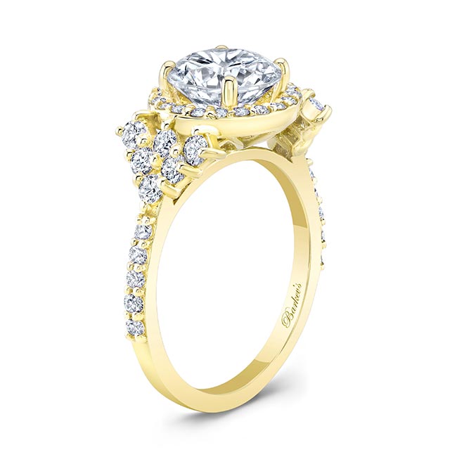 Yellow Gold 2 Carat Moissanite Cluster Ring Image 2