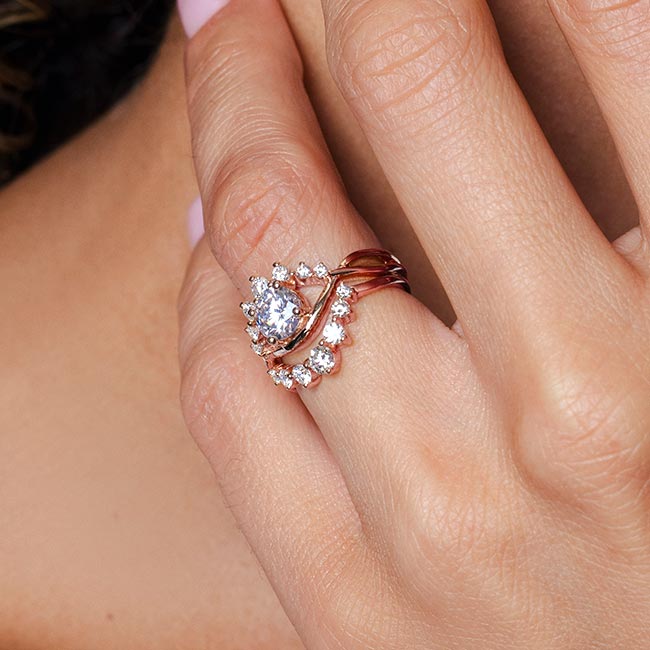 Rose Gold Lab Diamond Unique Wedding Set Image 4