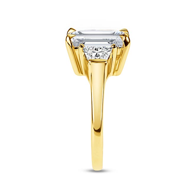 Yellow Gold Emerald Cut 5 Carat Moissanite Ring Image 2