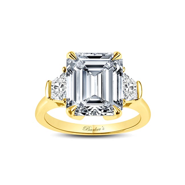 Yellow Gold Emerald Cut 5 Carat Moissanite Ring