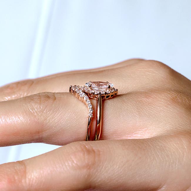 Rose Gold Marquise Cut Diamond Wedding Set Image 4