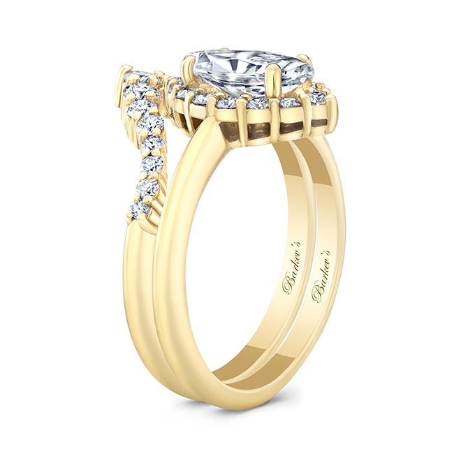 Yellow Gold Marquise Cut Diamond Wedding Set Image 2