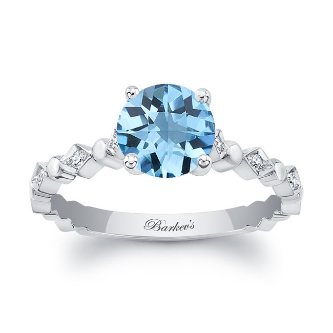 Art Deco Aquamarine And Diamond Engagement Ring