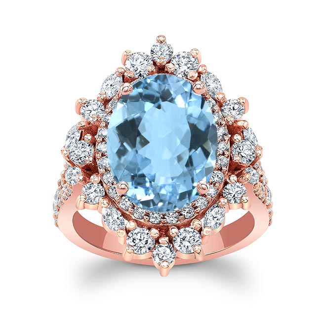 Rose Gold 5 Carat Oval Aquamarine Ring