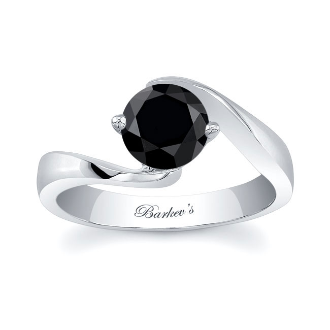 Contemporary Black And White Diamond Solitaire Ring