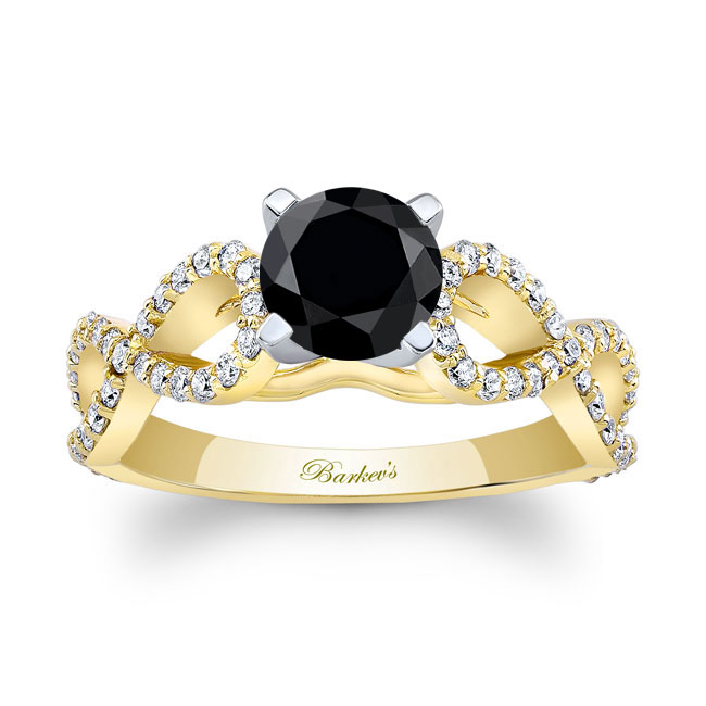 Yellow Gold Black And White Diamond Infinity Ring