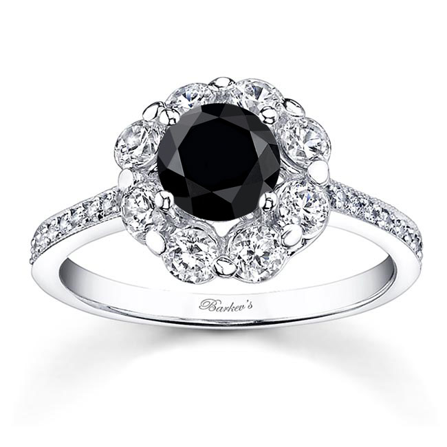 Platinum 2 Carat Black And White Diamond Halo Ring