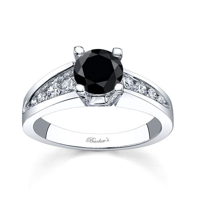 Channel Band Black And White Diamond Ring