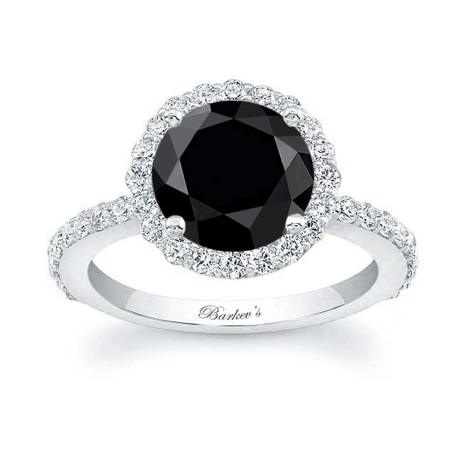 2 Carat Halo Black And White Diamond Engagement Ring