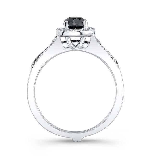 Half Carat Interlock Halo Black Diamond Bridal Set Image 2