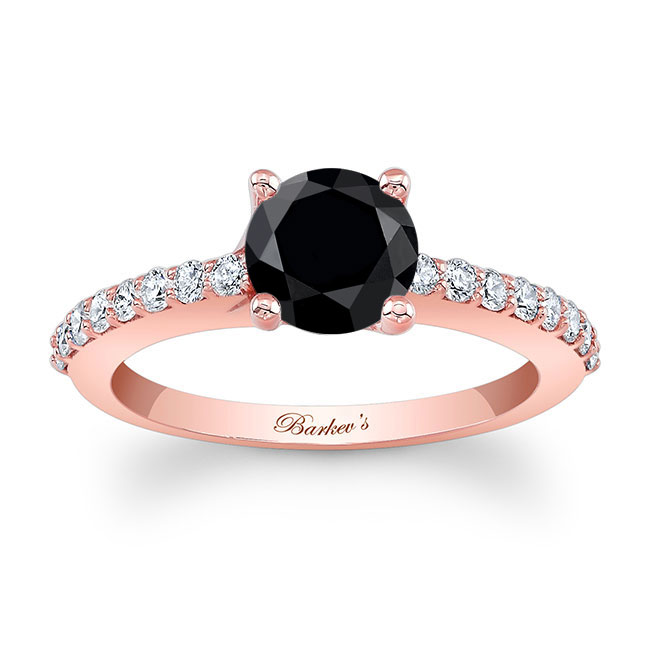 Rose Gold 4 Prong Black And White Diamond Engagement Ring