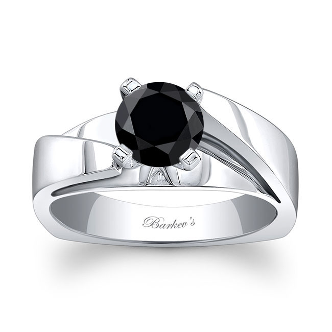 Solitaire Round Black Diamond Ring