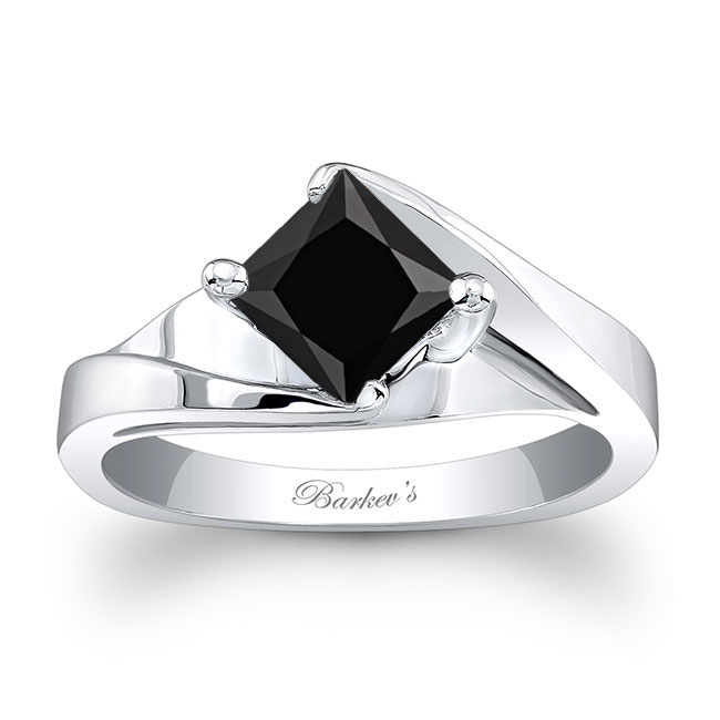 Solitaire Princess Black And White Diamond Ring