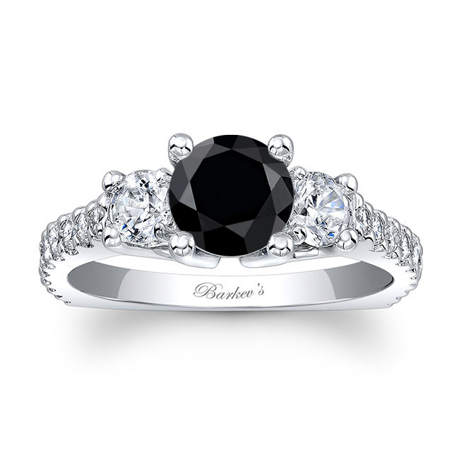 Black And White Diamond 3 Stone Ring