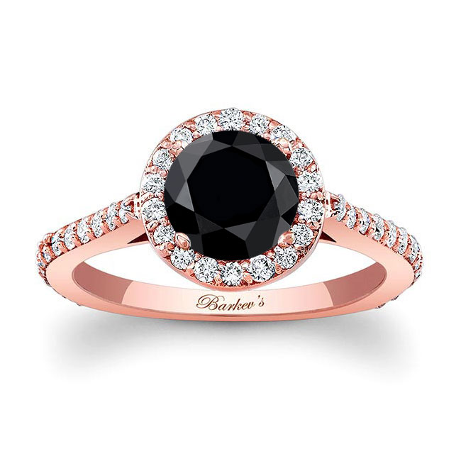 Rose Gold Halo Black And White Diamond Ring Setting