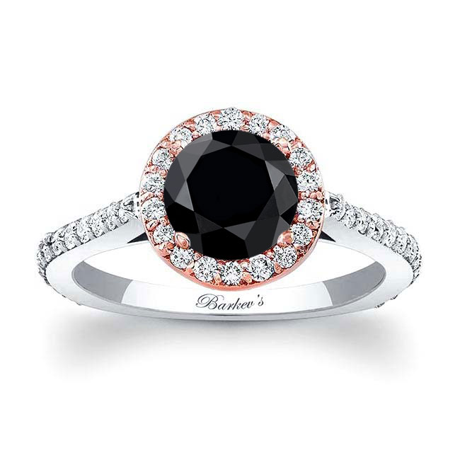 White Rose Gold Halo Black And White Diamond Ring Setting