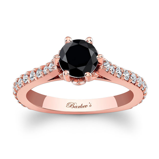 Rose Gold Flower Black And White Diamond Ring