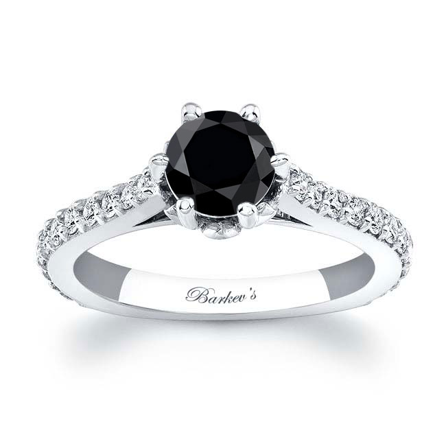 Flower Black And White Diamond Ring