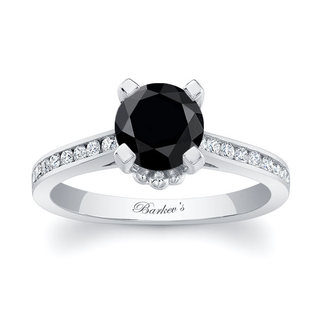 Channel Set Black And White Diamond Ring