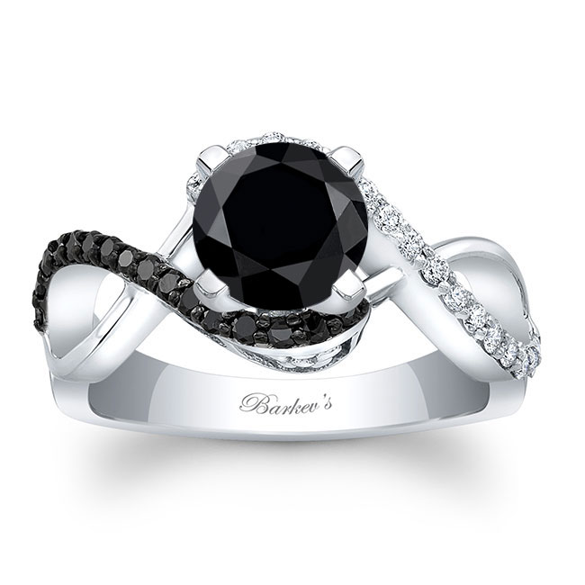 Black Diamond Infinity Twist Engagement Ring