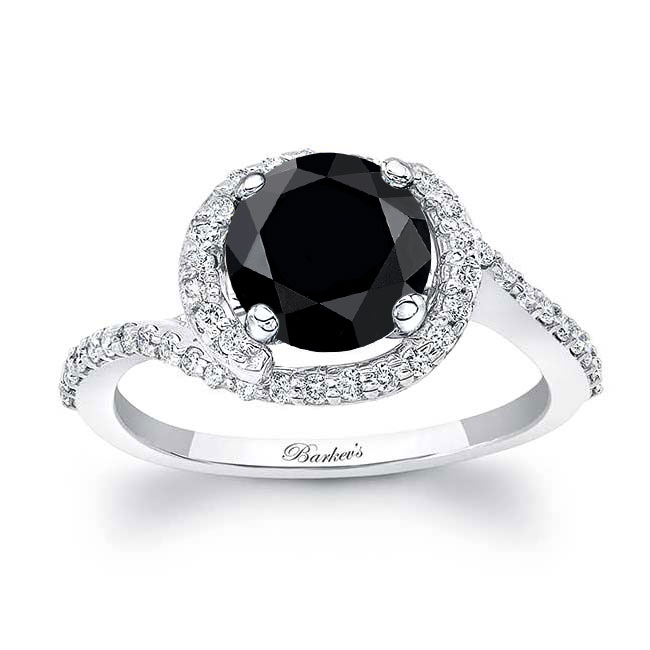 Black And White Diamond Half Halo Engagement Ring