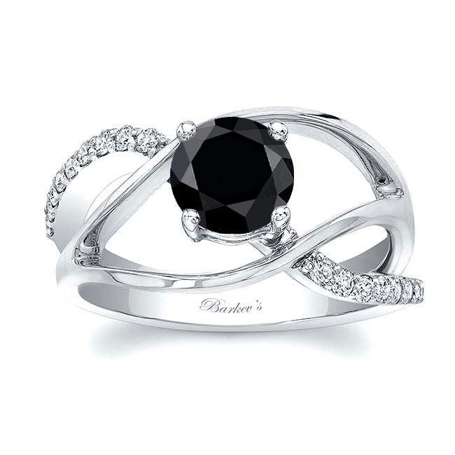 Platinum Open Shank Black And White Diamond Ring