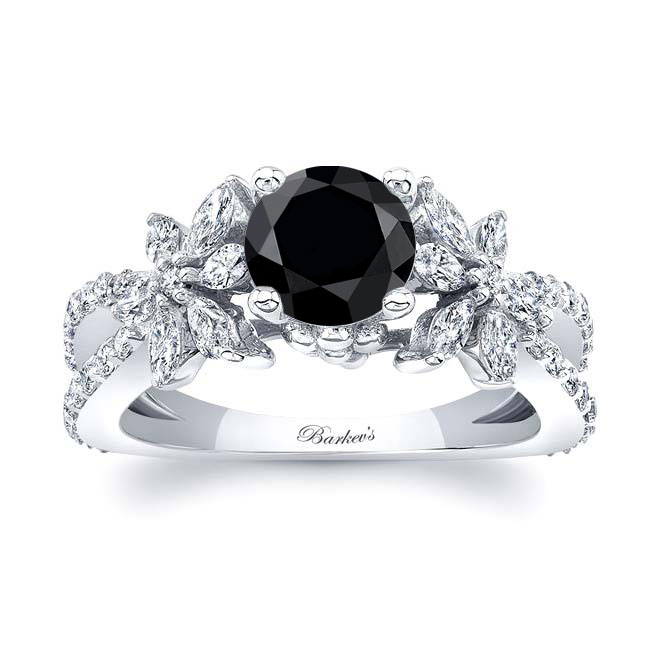 Black And White Diamond Flower Ring