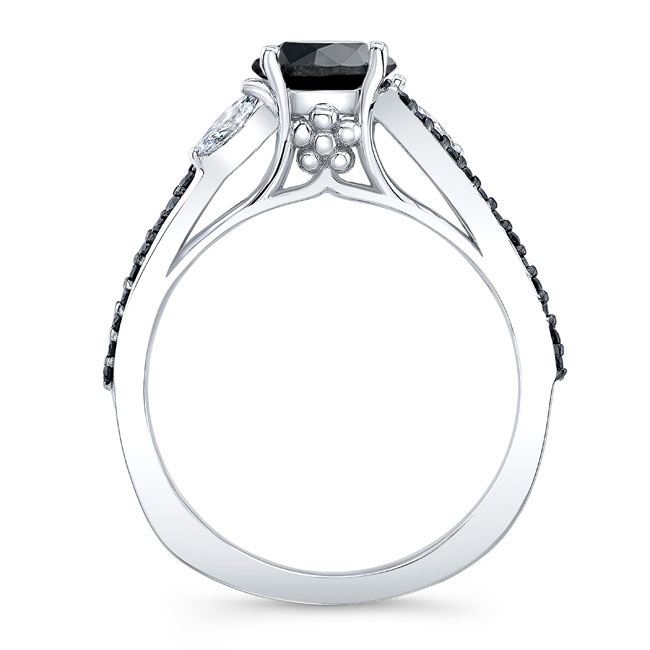 Curved Split Shank Black Diamond Ring Image 2