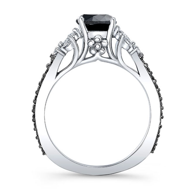 Black Diamond Leaf Engagement Ring Image 2