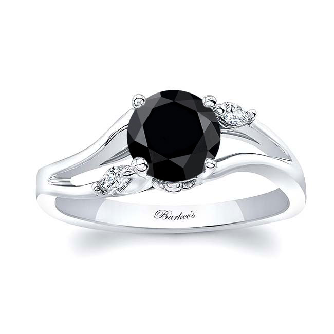 V Shaped Black And White Diamond Ring