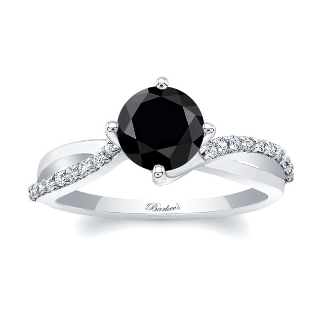 Twisted Black And White Diamond Engagement Ring