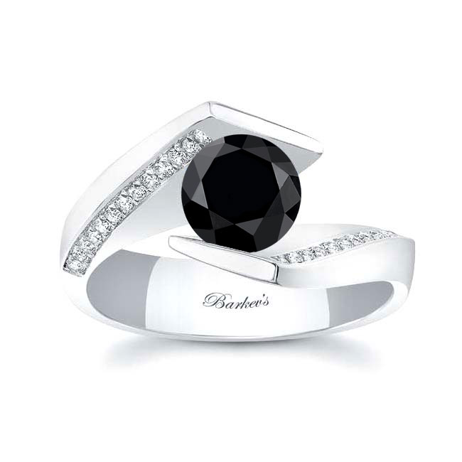 Tension Setting Black And White Diamond Ring