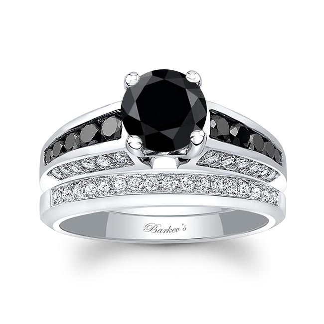 Black Diamond Channel Set Wedding Ring Set