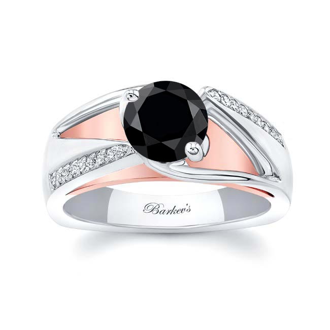 White Rose Gold Pave Black And White Diamond Ring