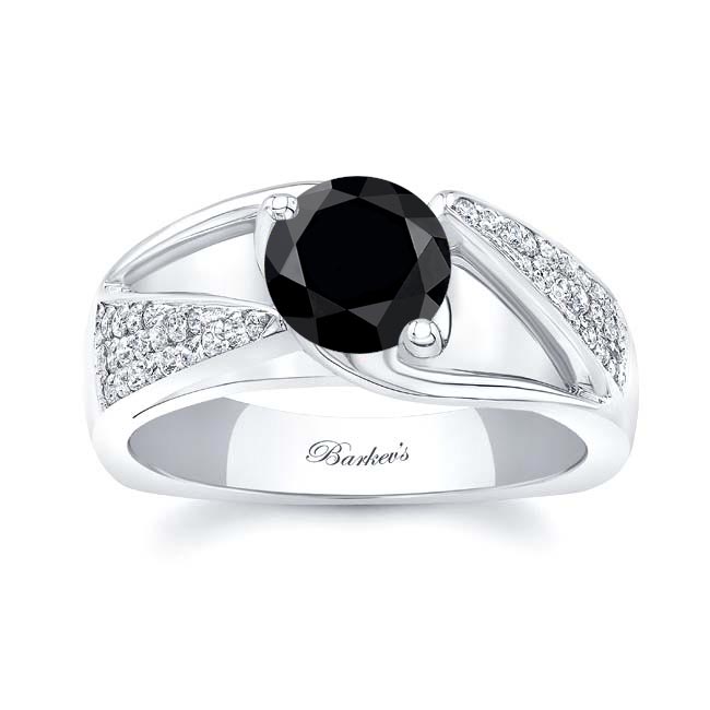 Platinum 3 Row Black And White Diamond Ring